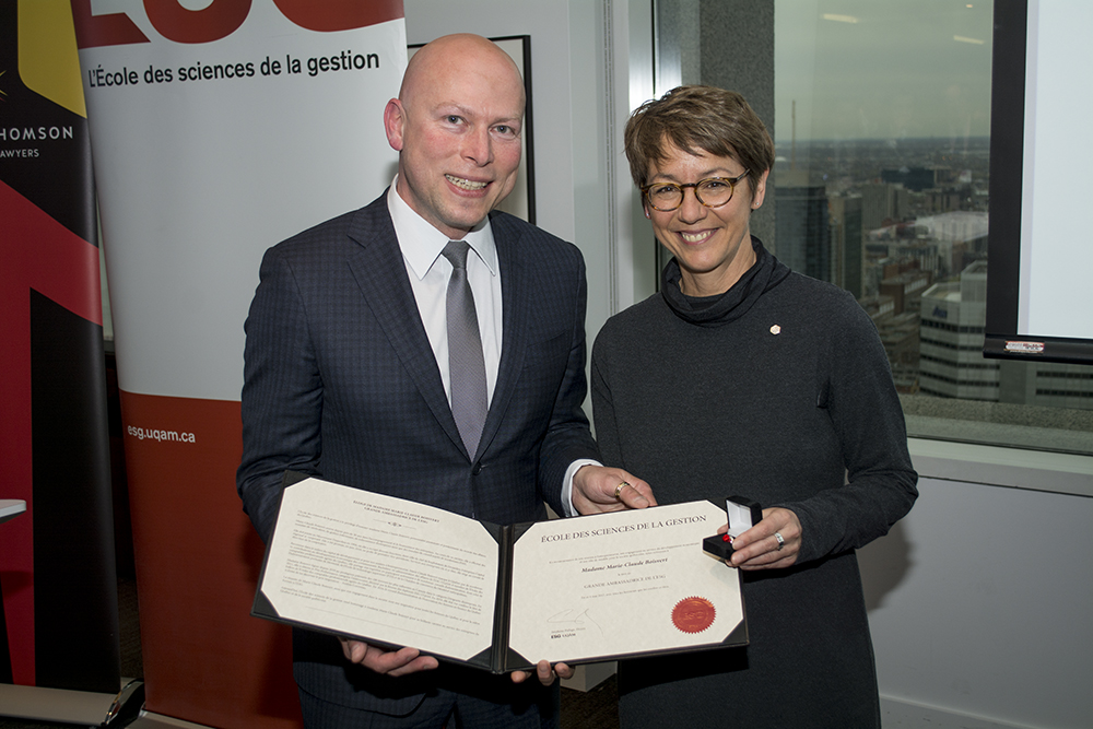 Madame Marie-Claude Boisvert reçoit la distinction « Grande Ambassadrice de l&rsquo;ESG »